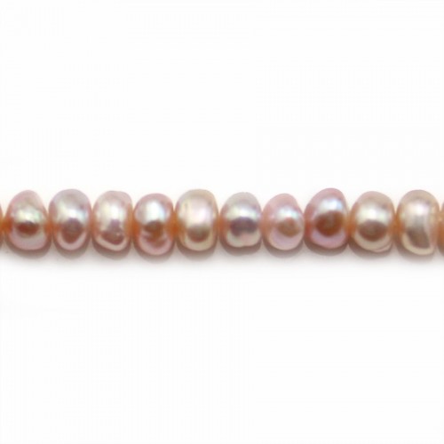 Perles de culture d'eau douce, saumon, ovale, 4-4.5mm x 40cm