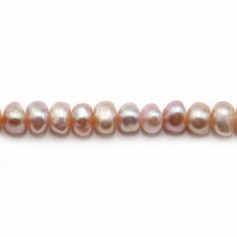 Perlas cultivadas de agua dulce, moradas, ovaladas, 5mm x 40cm