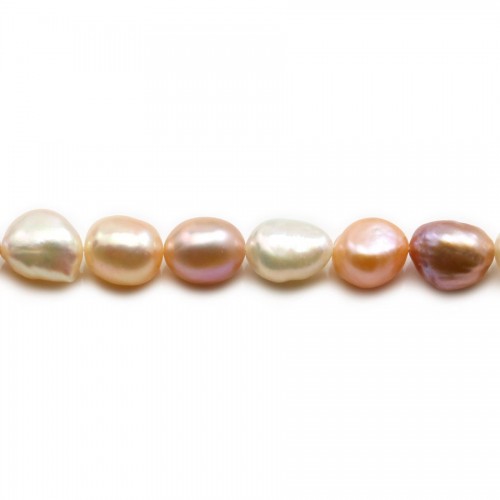 Perles de culture d'eau douce, multicolore, baroque, 7-9mm x36cm