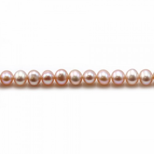 Perle coltivate d'acqua dolce, malva, semitonde, 4 mm x 40 cm