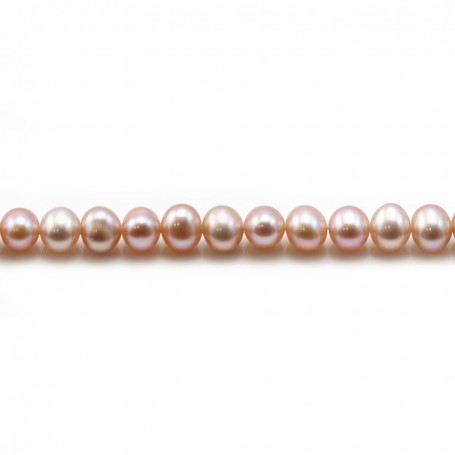 Perles d'eau Douce mauve, semi-ronde 3-4mm x 40cm