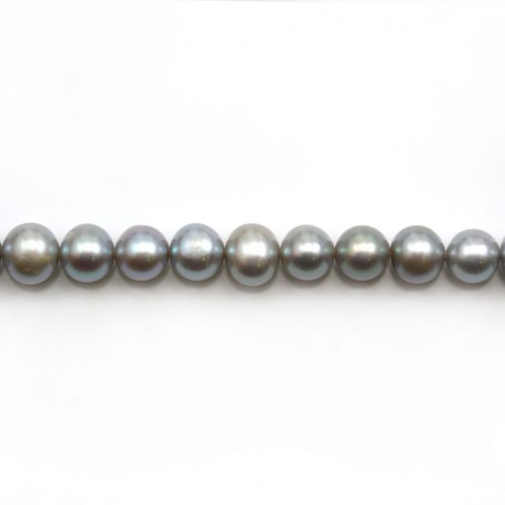 Perles de culture d'eau douce, gris, semi-ronde 7-9mm x 39cm