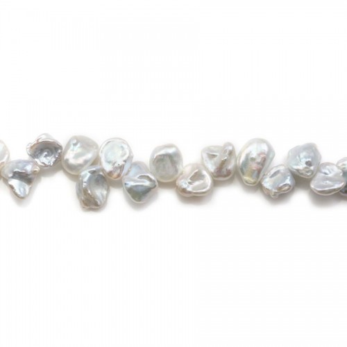 Perlas cultivadas de agua dulce, blancas, keshi, barrocas, 8-9mm x 40cm