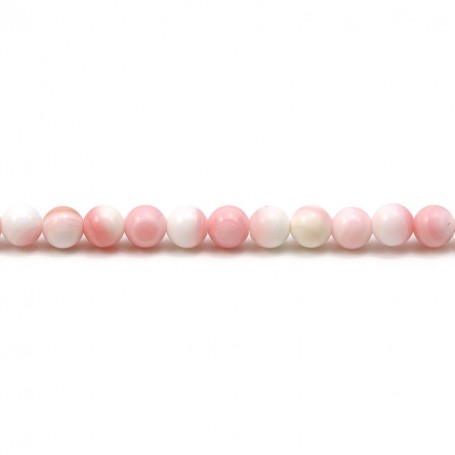 Perles de lambi rose, de forme ronde, mesurant 4mm x 40cm 