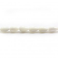White mother of pearl drop bead strand 5x8mm x 40cm