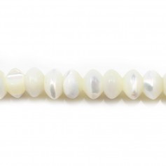 White mother-of-pearl round bead strand 4x6mm x 40cm