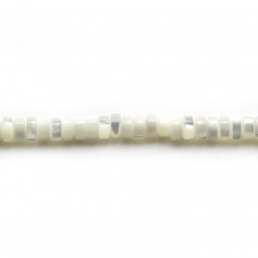 Madreperla, blanca, forma redonda Heishi 2x4mm x 40cm