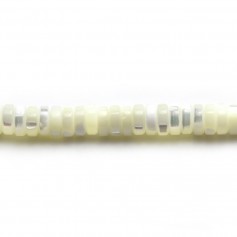White mother-of-pearl, in the shape of a roundel Heishi, 2x6mm x 40cm