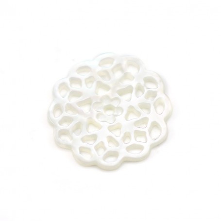 Mother-of-pearl in white color, in the shape of a flower, in size of 18mm x 1pc