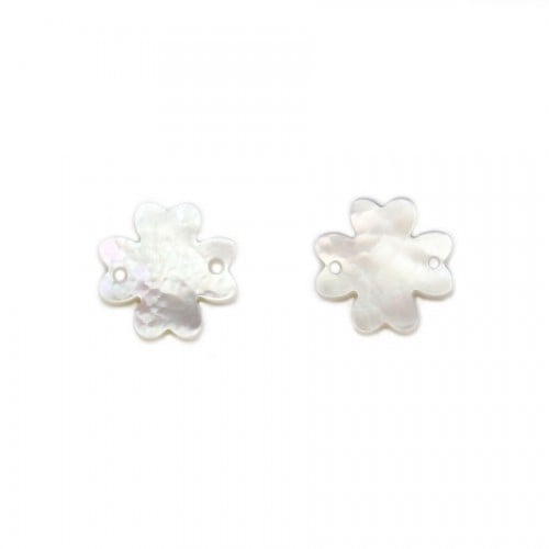 White mother-of-pearl four-leaf clover 12mm x 1pc