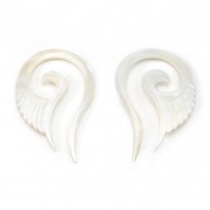 White mother of pearl wing 31x63mm x 2pcs
