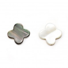 Grey mother of pearl clover shape 18mm x 1pc
