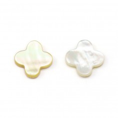 Yellow Gold Mother of Pearl Clover Shape 18 mm x 1pc
