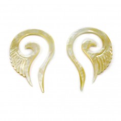 Yellow mother of pearl wing 36x58mm x 2pcs