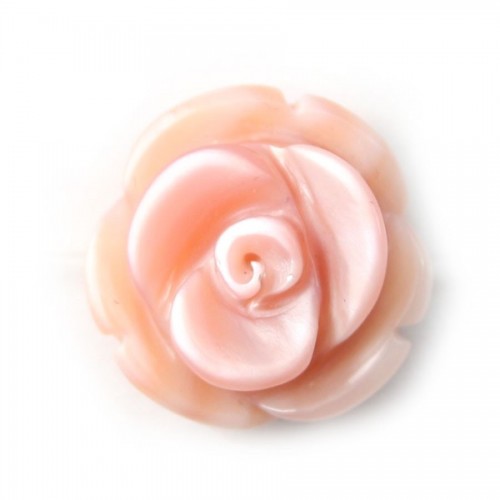 Nacre rose en forme de rose sur fil 12mm x 40cm