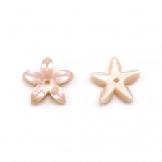 Pink mother of pearl flower shape 9.5mm x 2pcs