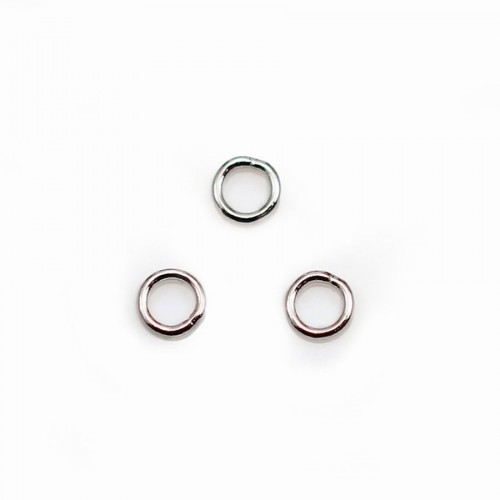 Geschlossene runde Ringe aus rhodiniertem 925er Silber 4x0.6mm x 10St