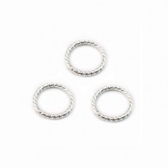Round closed twisted silver rings 925 8x1mm x 4pcs