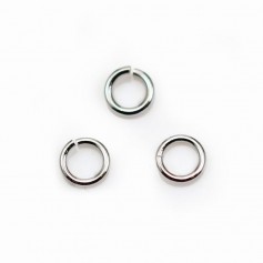 Rhodium 925 silver open rings 6x0.9mm x 10pcs