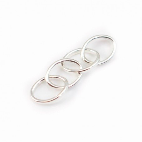 925 Silver, Four Oval Rings, 8x6mm, x 2pcs 