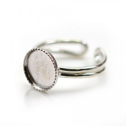 Verstellbarer Ring aus 925er Silber mit 10mm runder Halterung x 1Stk