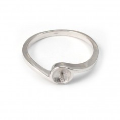 Rhodium 925 silver ring holder for half-perforated pearl x 1pc