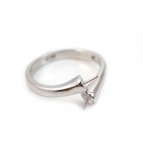 Porta anelli in argento 925 rodiato per 2 perline semi-forate x 1 pz