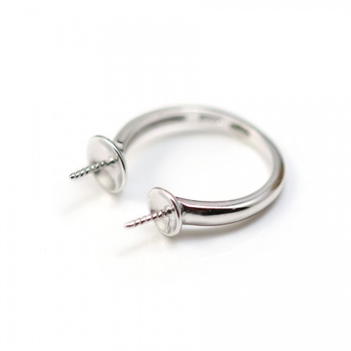 Verstellbarer Ring, 925er Silber, rhodiniert, für halbdurchbohrte Perlen x 1Stk