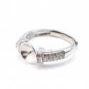 Porta anillos ajustable de plata 925 para cuentas semiperforadas y circonitas x 1 ud