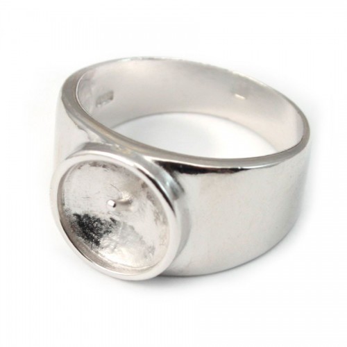 Porta anillos de plata de ley 925 para perlas semi-perforadas x 1pc