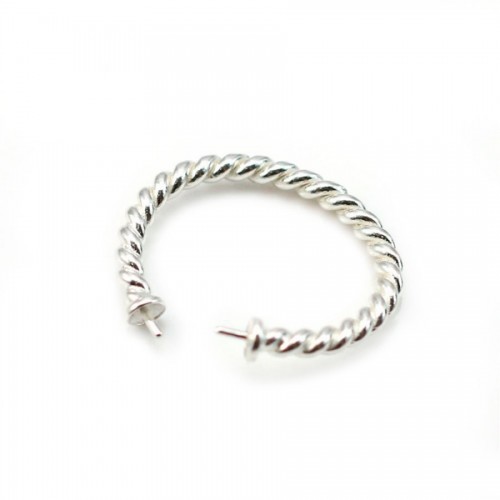 Verstellbarer flexibler Ring, doppelt gedreht, für Halbperlen in 925er Silber x 1Stk