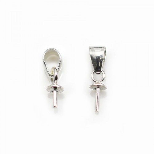 Clip a cupola, per perle semi-forate, argento 925, 10 mm x 2 pz