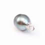 Bail for half-drilled pearls, Silver 925 Rhodium 8mm x 4 pcs