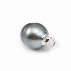 Colgante de perlas semi-perforadas en plata 925 rodiada 6mm x 4pcs