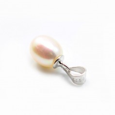 Pendant Bail bead cap for beads half-drilled, silver 925 rhodium, 12.5mm x 5pcs