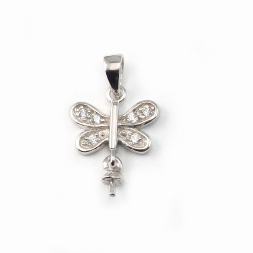 Schmetterlings-Reling, für halbperforierte Perle, 925er Silber, rhodiniert,22mm x 1Stk