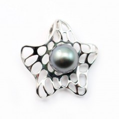 Stern-Reling, 925er Silber, rhodiniert, für halbgebohrte Perlen, 26mm x 1Stk