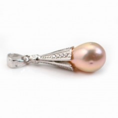 Chiusura per perle semi-forate, argento 925 rodiato 22 mm x 1 pezzo