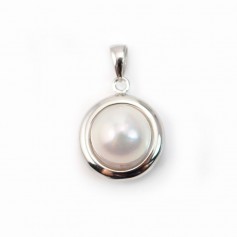 Pendant Bail for beads half-drilled, silver 925 rhodium, 23mm x 1pc