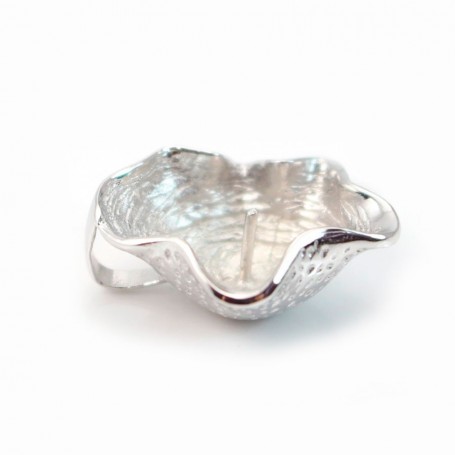 Pendant & shell, silver 925 rhodium,for half- drille x 1pc