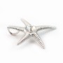 Pendant Bail starfish, silver 925 rhodium, for bead half-drilled, 24mm x 1pc