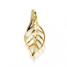 Pendant in silver gilt & zirconium, in shape of a leaf, 36 * 14mm x 1pc