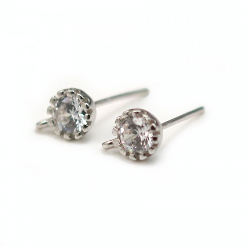 Sterling Silver 925 Ear wires with zircon X 2 pcs