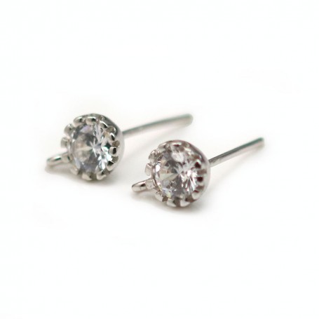 Sterling Silver 925 Ear wires with zircon x 2pcs