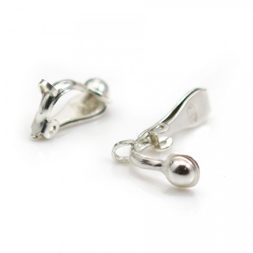 925 silver earring clip, to associated with pearl, 5 * 13mm x 2 pcs