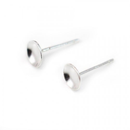 Ear clutches with cup Smooth, Sterling Silver 925 , 6mm X 2 pcs 