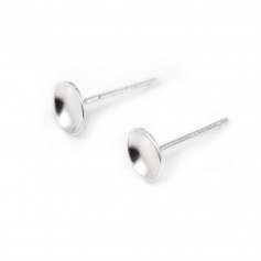 925 sterling silver ear studs with cup 6mm x 4pcs
