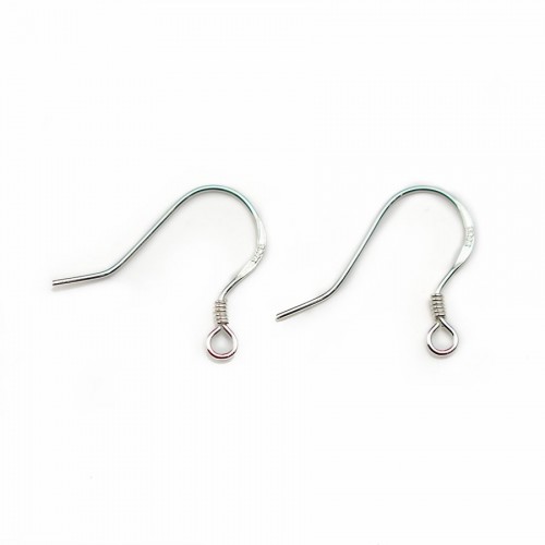 Ear wires with spring, 925 Sterling Silver 12mm X 4 pcs