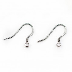 Rhodium 925 sterling silver spring earwires 15mm x 4pcs