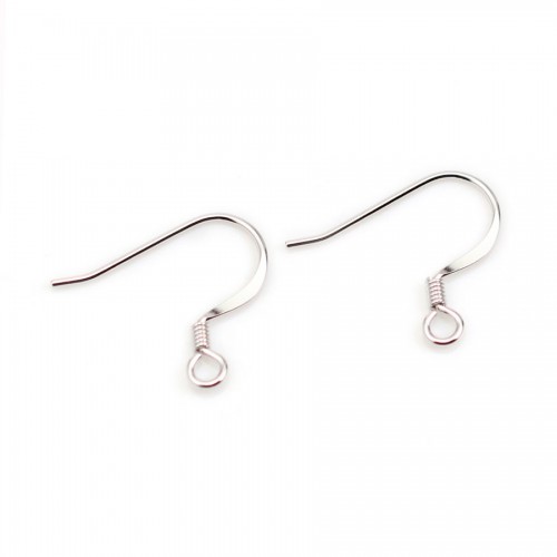 Rhodium 925 sterling silver spring earwires 15mm x 4pcs